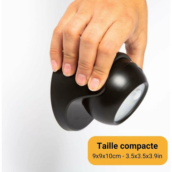 Ulkoseinän LED-valonheitin, ulkoseinän valonheitin liiketunnistimella, langaton ulkoseinän LED-valonheitin, 150 lumenia, irrotettava pallo, 360 asteen kierto ja T