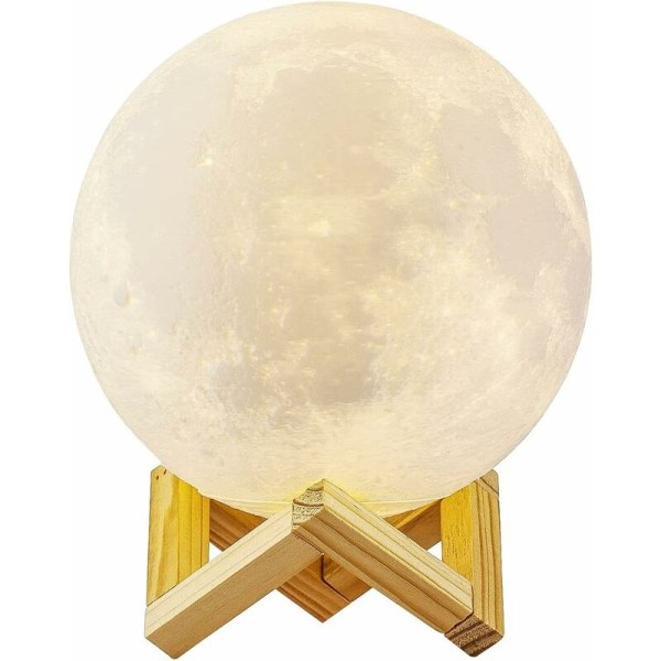 3D Månelampe, ALED LIGHT LED Nattelys 3 Farver Touch Luna Lampe, 15cm/5.9inch Diameter, USB Genopladelig Måne Nattelys til Soveværelse Stue