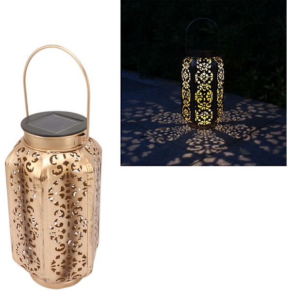 Vattentät LED-sollampa, Hängande Metalllampor, Liten Hexagonlampa för Gräsmatta, Veranda och Bakgård