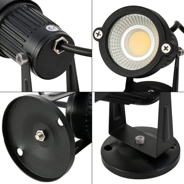 1 stk COB LED-spotlight 5W 220V justerbar hagespotlights utendørsbelysning hageterrasse, 4000k, varm hvit