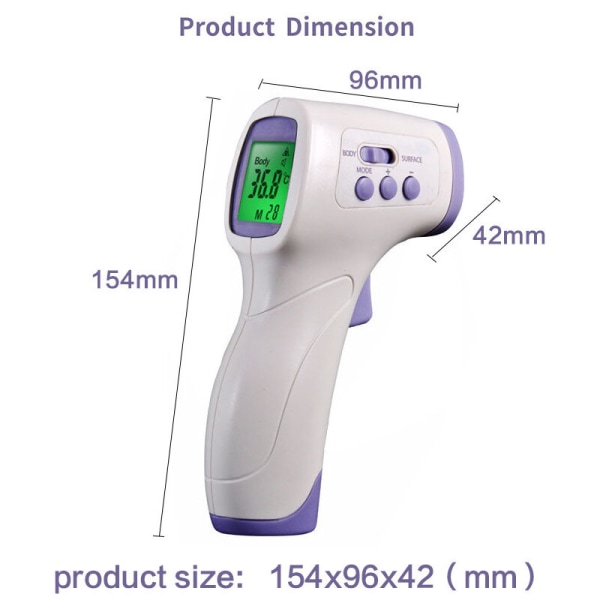 Lääketieteellinen lämpömittari Kosketukseton digitaalinen lämpömittari aikuisille ja LCD otsalämpömittarilla, Lilaris