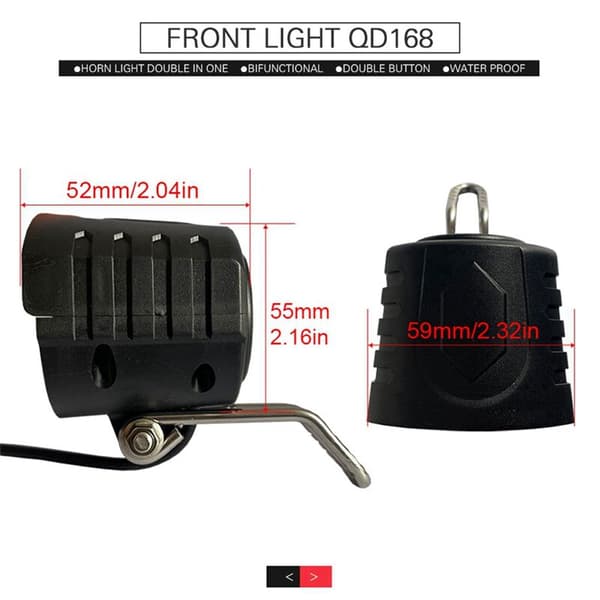 Ebike Switch DK11 med QD168 Frontlight DR001 Baglygte Advarsel Blinklys Ebike Tilbehør