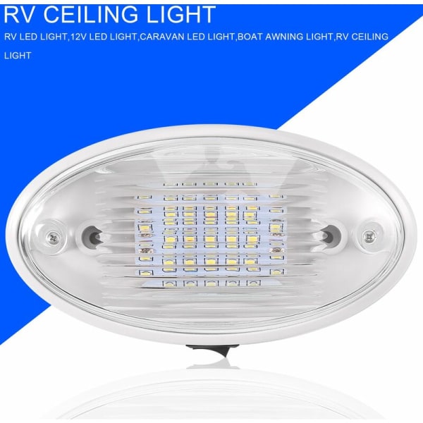 12V LED-lys med afbryder til campingvogn, autocamper, bådmarkise, bagagerumstunnel, hvid