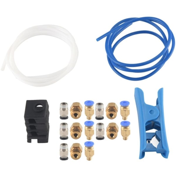 3D-printerkit med PTFE-rør, PC4-M6, PC4-M10, pneumatiske tilbehør, sokker, MK8-dyse 0,4 mm til printere som -3