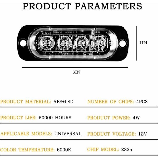 10 stk LED Sidemarkerlys, 4 LEDer 12V Vanntette for Lastebil, Foran og Bak Signal Lys, Tilhenger Signal Lys for Bil, Lastebil, Gaffeltruck Kjøretøy