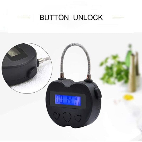 2X Smart Time Lock LCD-display Elektronisk USB Laddningsbar Tillfällig Timer Resa Svart
