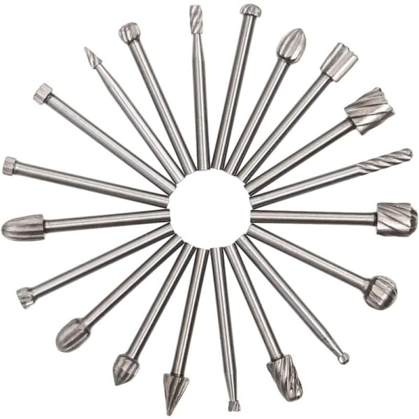 20 st Hss-roterande fräsar, diamantfräs, träfräs med 3 mm skaft för Dremel, Dremel-tillbehör roterande verktyg för DIY-snickeri, gravyr -