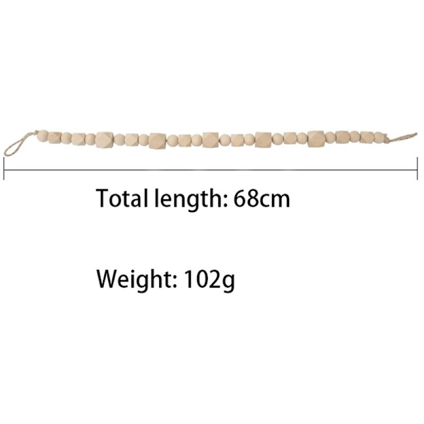 2 stk. træperle-garland-opholdere med kvaster, landlige bønner, rustikke gardinreb, slips, 68 cm