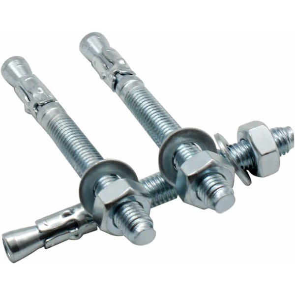 Anker Ankere, 10 stk. M10/10mm Galvaniserte Tunge Ankere, Galvaniserte Metallankere, for Rekkverk, Fasadevegger, Bjelker, Blokker, Braketter