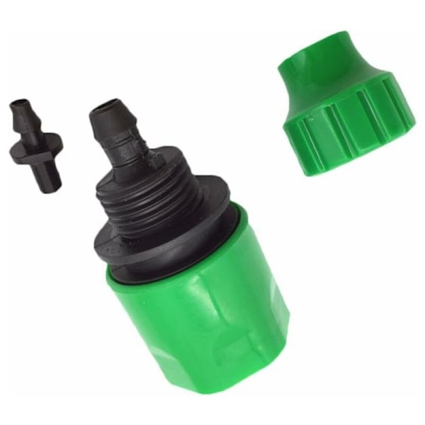 Mikrokasteluadapteri, muovinen puutarhaletkun pikaliitin 1/4\" piikillä, sopii 4/7mm ja 8/11mm letkulle.