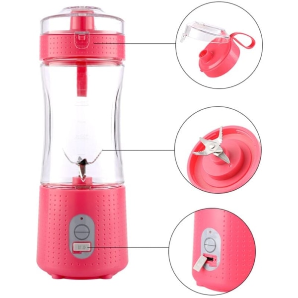 380ML bærbar blender for smoothies, juice og shakes - minblender 4000MAh for hjem og reise - blå