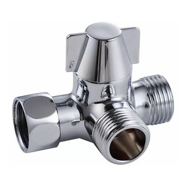 3-vägs duschventilomkopplare, massiv mässing, gänga (12,7 mm), polerad krom