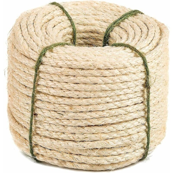 Luonnollinen Sisal-köysi 8mm Vaihto Vanha Köysi Tarvike Ihanteellinen Kissapuu-pylväiden Vaihtamiseen (8mm, 20m)