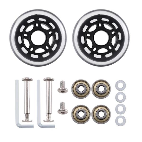 70MmX23Mm Transparent Sæt af 2 Bagage Udskiftningshjul Bagage Udskiftningsdele med Rustfrit Stål Lejer Kit