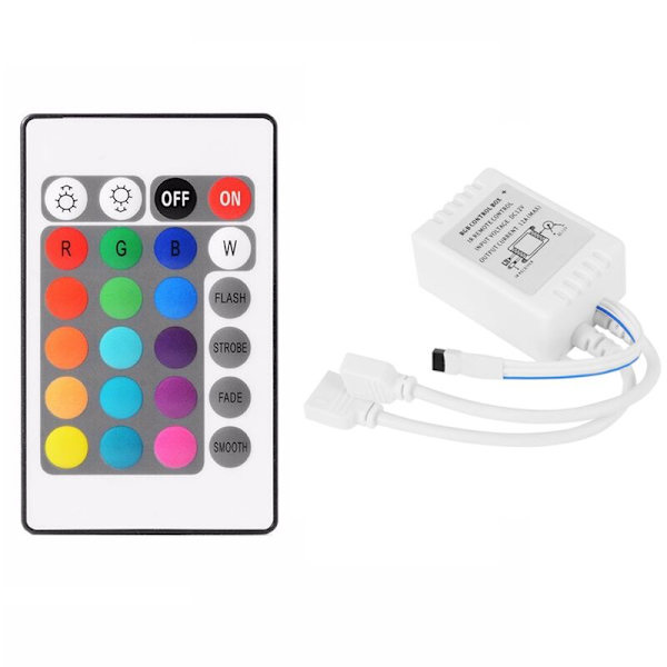 DC12V RGB LED-controller + 24-tasters RGB-fjernbetjening IR-lysstribe-controller til 2835 5050 RGB-lysstribe