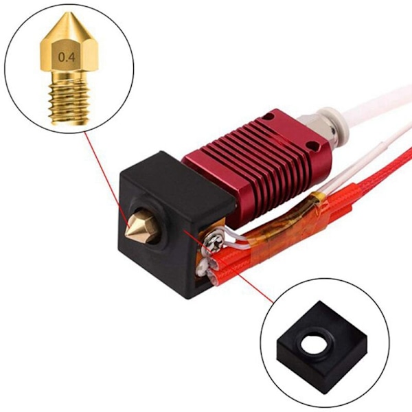3D-skrivartillbehör MK8 Extruder Kit med Munstycke och Silikonblockskydd för Ender3-seriens skrivare