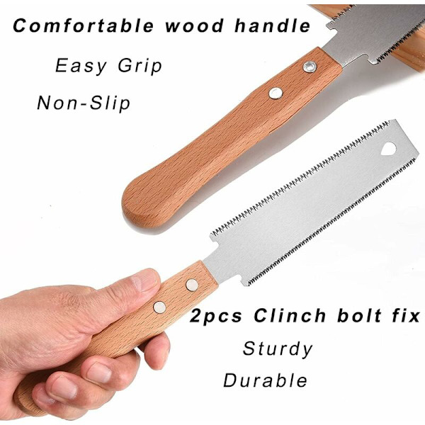 Liten handsåg för träbearbetning, 6 tum flexibel blad dubbelkant manualer, hobby, DIY, skarpa och lätta snickeriverktyg