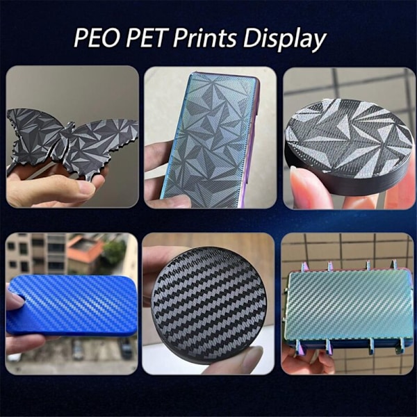 PEO PET Byggplatta för Bambu-Lab X1/X1C/X1E/P1P/P1S/A1 3D-skrivare, + 257 X mm Fiber