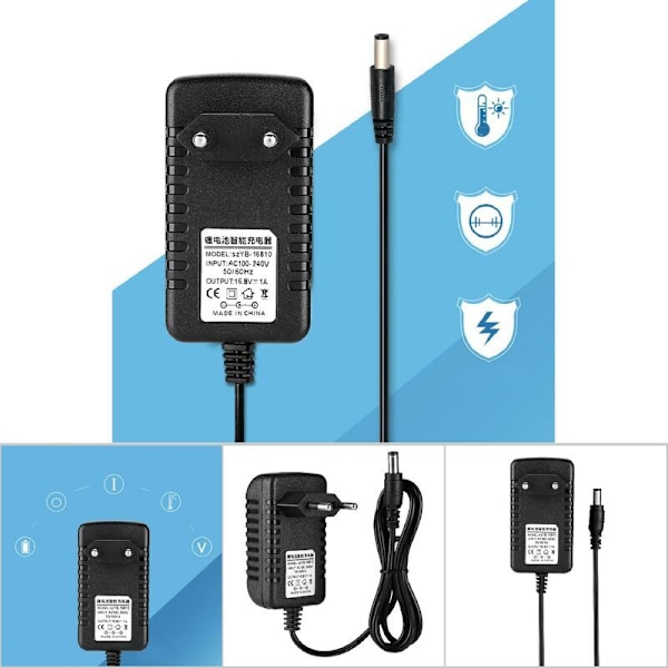 16.8V/1A Lämpöä Kestävä Li-ion Latausadapteri, 100-240V Tulo, Litium Akku Latausadapteri, EU-Pistoke..