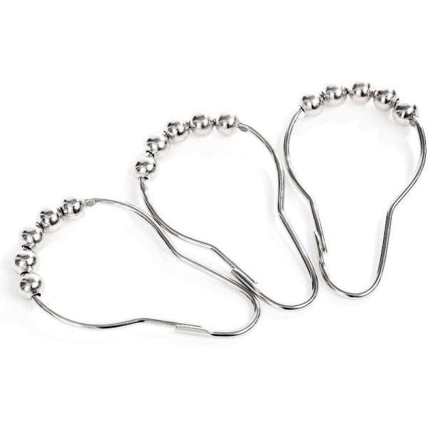 Duschdraperiringar i kromat rostfritt stål, 12-pack LangRay