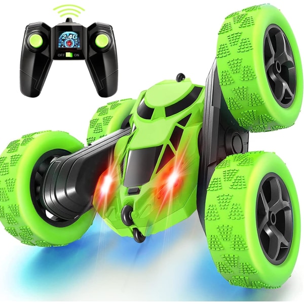 RC Car Stunts RC Car, 90 minutters spilletid, 2,4Ghz dobbeltsidet 360° roterende RC larvevogn med forlygter, 4WD Off-Road Drift RC Racing legetøj
