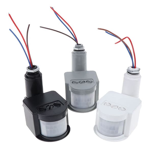 LED Rörelsesensor 220V Automatisk PIR Infraröd Rörelsesensor Vägg Timer Utomhus 12V Sensor Ljusbrytare, Vit
