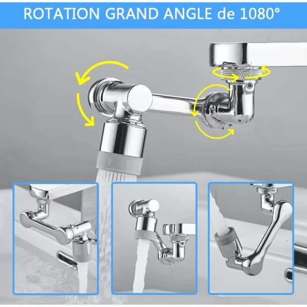 Universal Haneudluftningsventil, 1080° Rotation Bred Vinkel Robotarm, Haneudløbsadapter, Køkkenhaneforlænger, Haneudluftningsventil