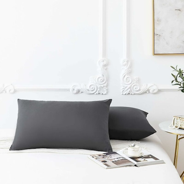 2 kpl - 100% Puuvillainen Tyynynpäällinen 50x70cm Harmaa, Vetoketjullinen
