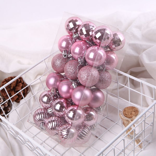 Clear Plastic Christmas Baubles Fillable for Christmas Tree/Home Decoration (Pink)