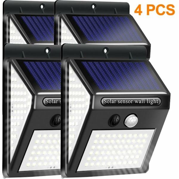 4 stk. 60+40+40LED solcelle væglampe 140LED automatisk induktion indendørs og udendørs væglampe, til indendørs og udendørs