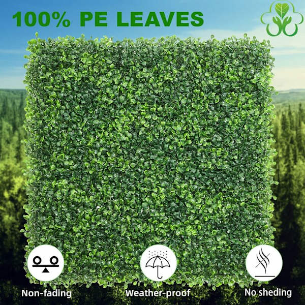 6 kpl Tekokeinotekoinen Buxus-Aita Seinäpaneelit 50 x 50 cm - DENUOTOP