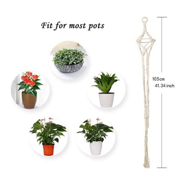 Set med 4 Blomkruka Växtställ Inomhus Utomhus Makramé Växt Hängare