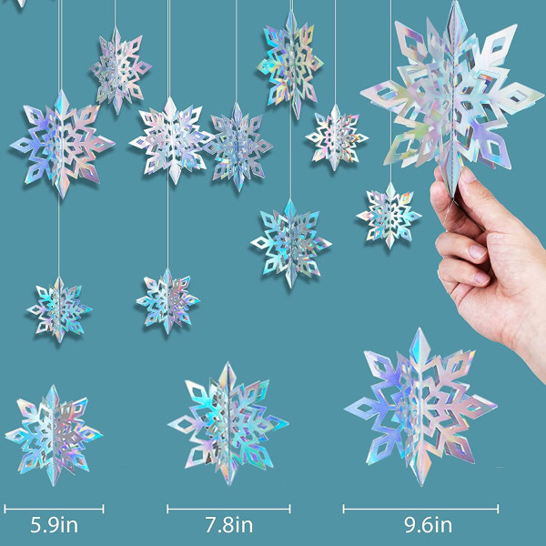 Christmas Hängande Snowflake Ornament, bitar Snowflake Garland Nyårsfest hemdekorationer