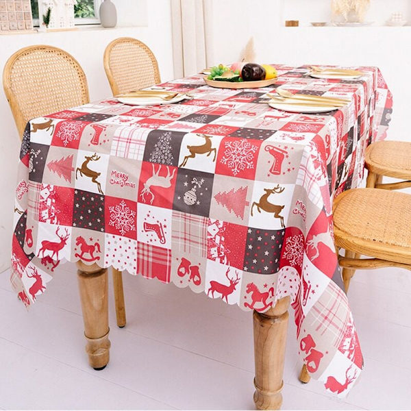 Julduk, Jultryckt Duken, Köksmatsal Rektangulär Bordsskydd, 142 cm X 178 cm, A