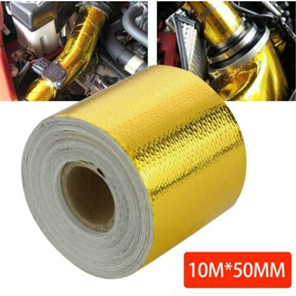 10M × 5CM Heijastava Kierteinen Lämpöliima Teippi Korkea Lämpötila Kestävä Kulta Alumiinifolio Teippi Folio Langan Käärimiseen