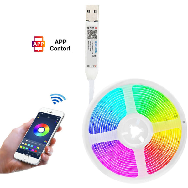 LED-remsa flexibel lampremsa Bluetooth SMD5050 DC5V skrivbordsbildskärm TV-bakgrundsrumsbelysning USB-kabel, 1M