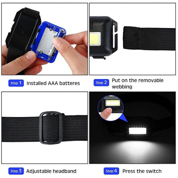 30 LED-klämma ficklampa för vuxna barn utomhus ficklampa strålkastare med justerbart pannband vattentät
