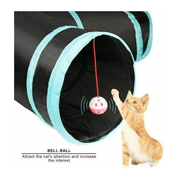 Kattunnel, Kattleksak Kattunnel med 5 hopfällbara kanaler Blå Diameter 30 cm