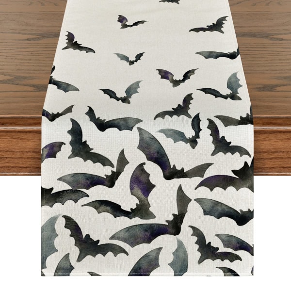 Pattern Silhouette Black Bat Halloween pöytäliina, syksyinen keittiön pöytäsisustus, täydellinen kotijuhliin 13x72 tuumaa
