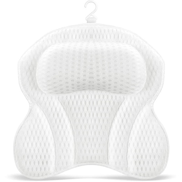 Ergonominen ylellinen kylpytyyny, jossa on 4D Air Mesh -teknologia ja 6 imukuppia, tukee päätä ja selkää, sopii kaikkiin kylpyammeisiin, porealtaisiin ja koti-kyliin（444