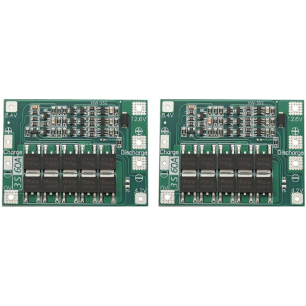 2X 3S 60A BMS 11.1V 12.6V 18650 Li-Ion Litiumbatteriskyddskort Uppgraderad