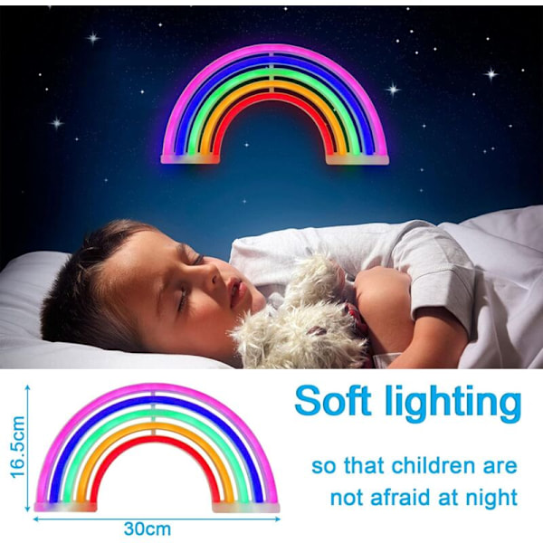 Neon Skilt Regnbue Nattelys LED Lampe Nattevegglampe LED Neonlys Lys Neon Skilt, Batteri eller USB-drevet, Veggdekorasjon, Julegaver, Hom