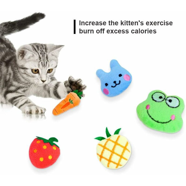 5 stycken kattmyntaleksaker, kattmyntakatter leksaker plysch kattmyntaleksaker kattmynt interaktiva tuggleksaker för kattunge kattunge katt
