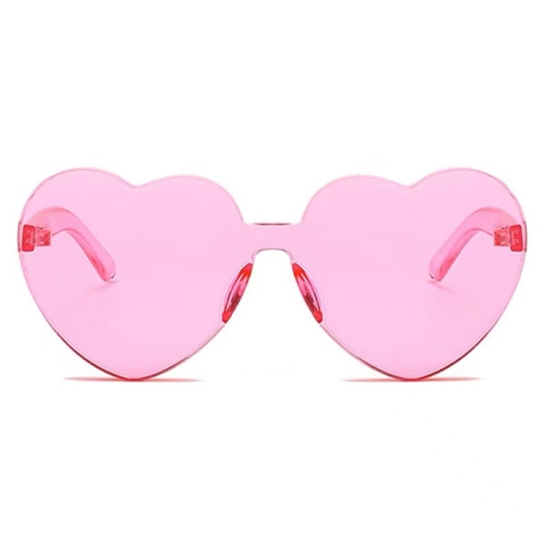 Hjerteformede kantløse solbriller for kvinner, søte klare godterifarge Hjerteformede briller Julefestfavoritter