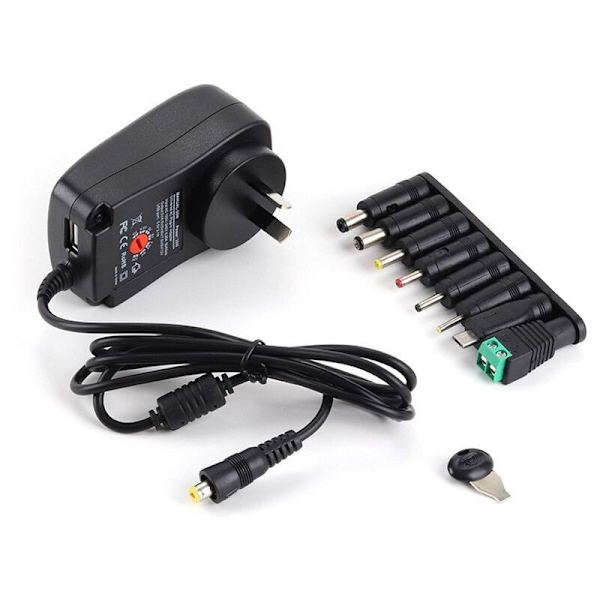 30W Multifunktionel Strømforsyning, 3-12V Justerbar Spænding, 8-Pins Beslag, USB Opladning