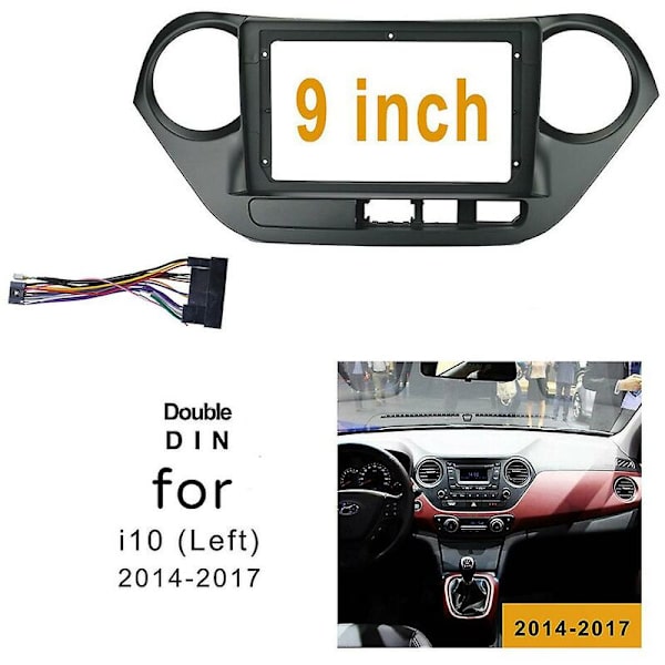 9 Tommer 2 Din Bil Dashbord Ramme Radio Fascia Dash Mp5 Spiller Dvd Adapter Panel Med Kabel For I10