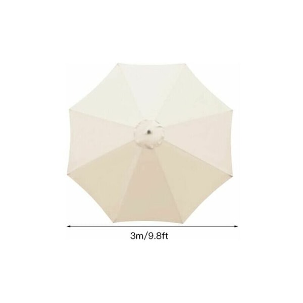Reservedeksel for parasoll, 8 ribber, 3 m, vanntett, UV-beskyttende, reservetekstil, beige