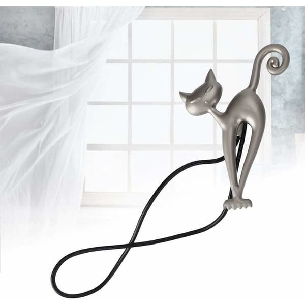 Gardinklips i metall med magnetisk kattform