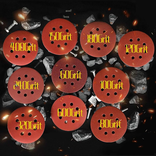 50-pack 8-håls slippapper - 320 korn - Slitstarkt slippapper för excenterslip för trä, metall, marmor, plast