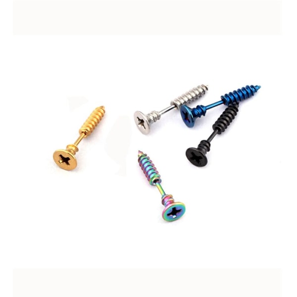 2 stk. Sølv punk stil høj kvalitet titanium stål skrue Stud øreringe personlighed Punk øreringe rock gotisk neutral pop øreringe studs